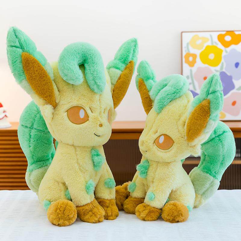 新款可爱卡通动漫精灵毛料叶伊布九尾狐毛绒公仔玩偶电玩城抓娃机