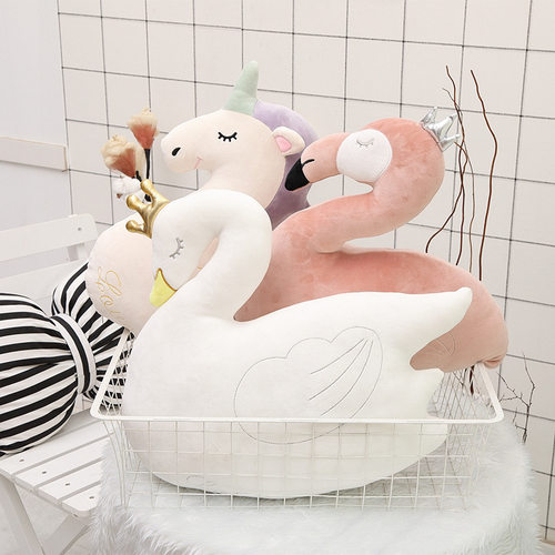 火烈鸟独角兽摆件装饰品毛绒玩具