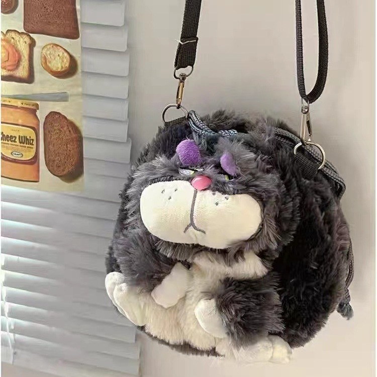 网红路西法猫单肩包大肥猫可爱猫猫卡通毛绒包玩偶斜挎包零钱包