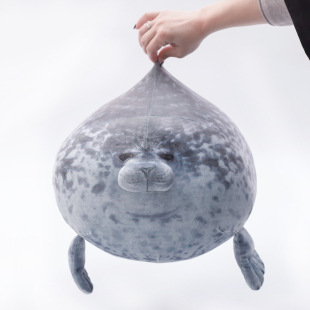 新款可爱仿真海豹水族馆眯眼圆滚滚海豹毛绒玩具公仔玩偶抱枕礼物