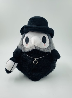 创意 可爱 蒸汽朋克 鸟嘴 瘟疫医生 Q萌 瘟疫乌鸦毛绒玩具 公仔