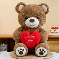 I Love You! Red heart teddy dolls, soft plush bear couple bears, heart-shaped bear dolls as gifts thumbnail 2