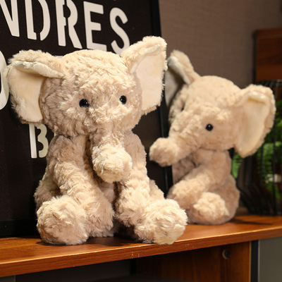 憨憨小象公仔抱枕靠垫坐姿卡其色小象毛绒玩具布娃娃玩偶床上女孩