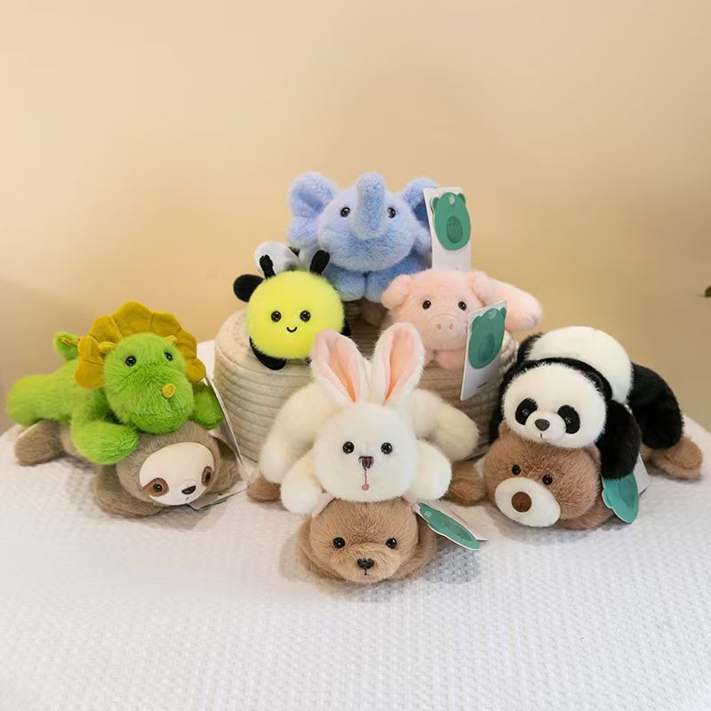 萌宠动物可爱猪猪小狗棕熊小白兔公仔趴款布娃娃玩偶安抚儿童睡觉