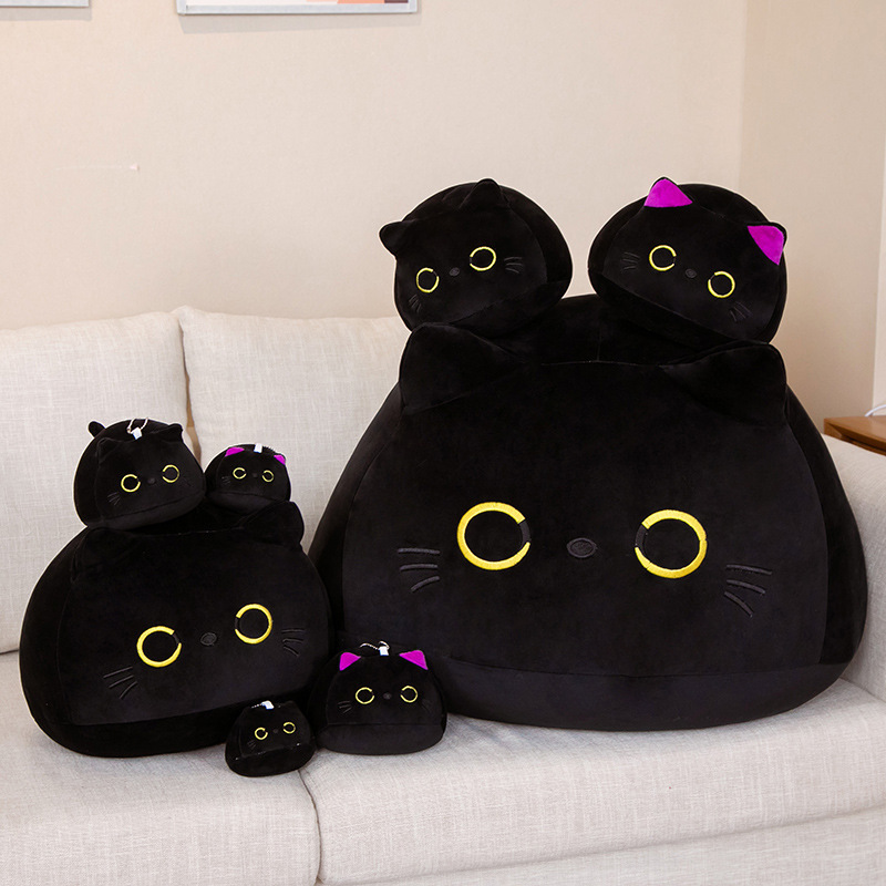 可爱黑团子黑猫毛绒玩具公仔礼物