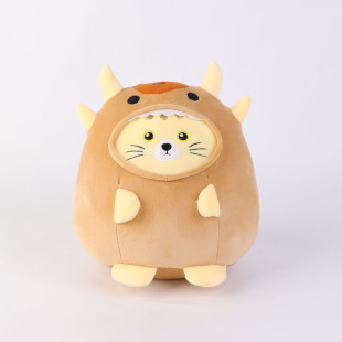 饰儿童礼物 网红创意甲龙变身猫咪毛绒公仔卡通动物毛绒抱枕家居装