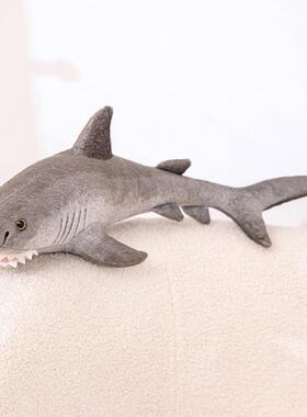 卡通真海洋动物鲨鱼公仔毛绒玩具灰色鲨鱼玩偶儿童安抚布偶娃娃
