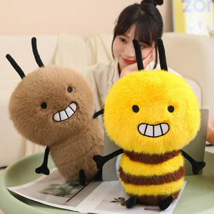 网红创意卡通可爱呲牙微笑小蜜蜂蟑螂毛绒玩具公仔玩偶布娃娃礼物