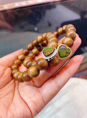 天然加拿大斑彩石爱心手链