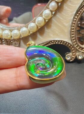 天然加拿大斑彩石宇宙密码吊坠