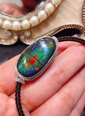 天然加拿大斑彩石手链吊坠两用款