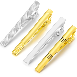 铜领带夹男金色银色银行公司社团队职员定制logo标志激光刻字镭射