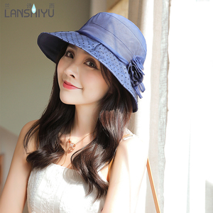 兰诗雨帽子女春夏遮阳帽可折叠防晒帽出游沙滩帽百搭真丝太阳帽