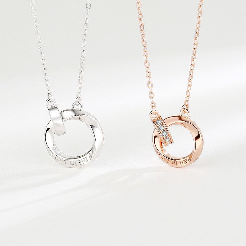 环情侣项链女夏男潮轻奢小众s925纯银锁骨吊坠送女友礼物