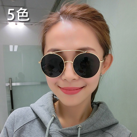 fant熙2025新品女欧美显脸小加大圆形太阳镜半透明彩色反光片墨镜
