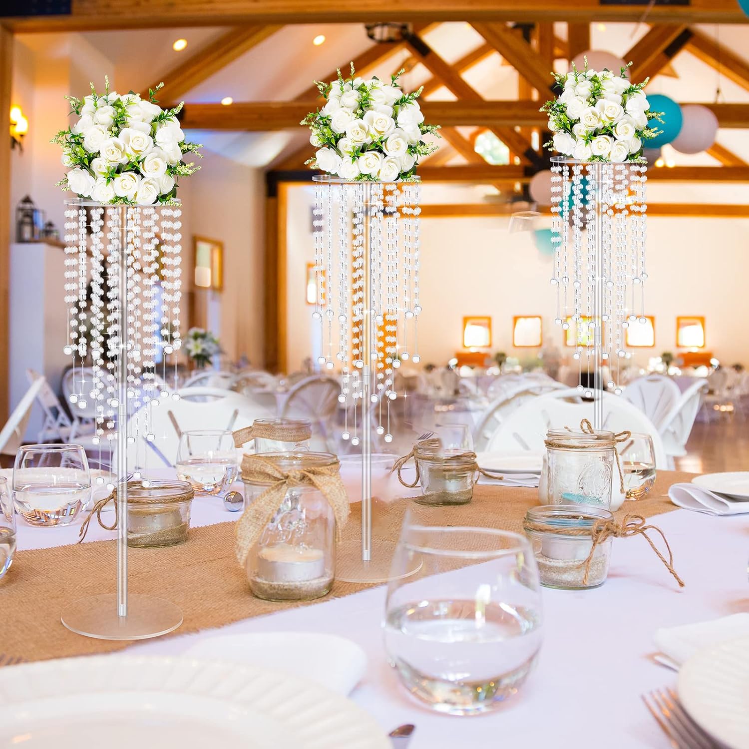 新款婚庆亚克力路引透明水晶烛台主桌花架装饰品T台生日宴会道具