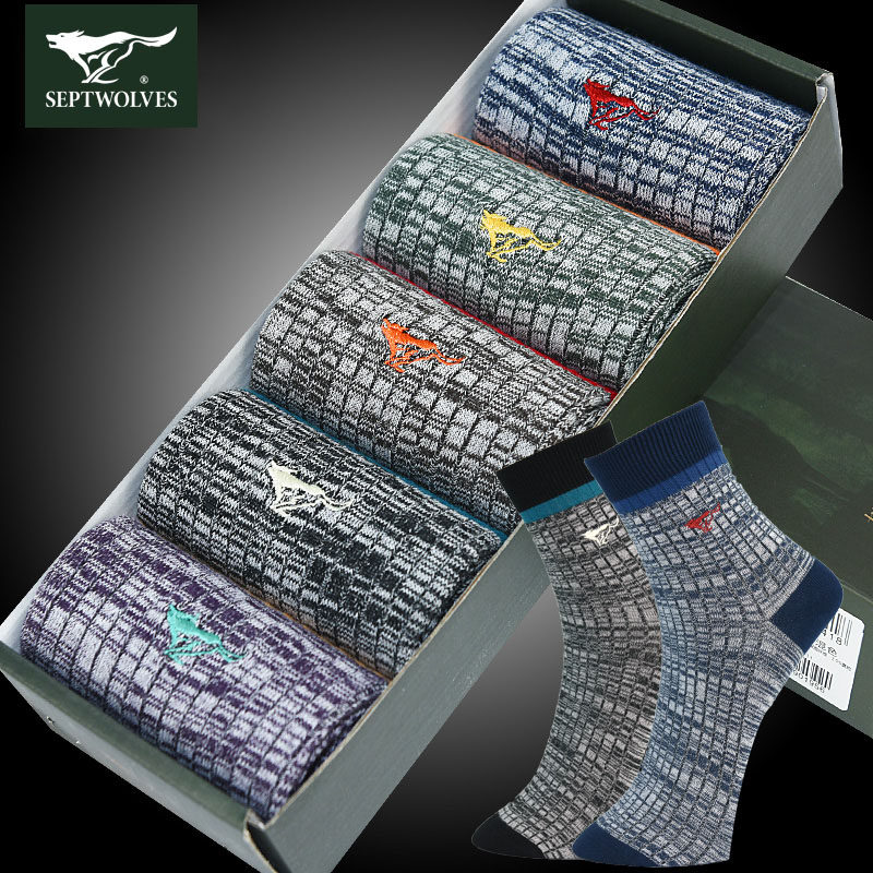 七匹狼秋冬男袜商务妹高腰加长保暖民族风时尚高筒沫厚实耐磨结实