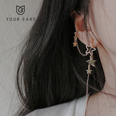 YOUR EARS原创设计手作星星长款 蚊香盘耳夹耳骨夹无耳洞14K包金