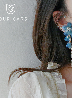 YOUR EARS原创设计手工耳挂式耳夹无耳洞长款水墨风耳饰仙女气质