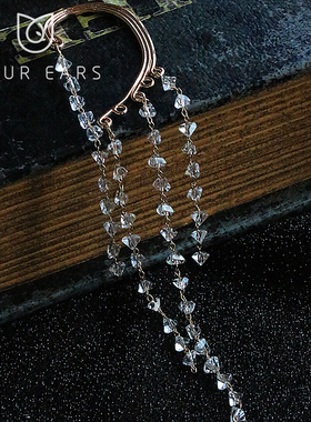YOUR EARS原创设计锆水晶长款流苏耳挂式耳环仙女高级感无耳洞
