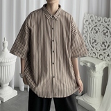 714B/D644P45控68港风2025夏季青少年条纹衬衫宽松中性衬衣休闲，男装衬衫，星座714B(原C313-1)