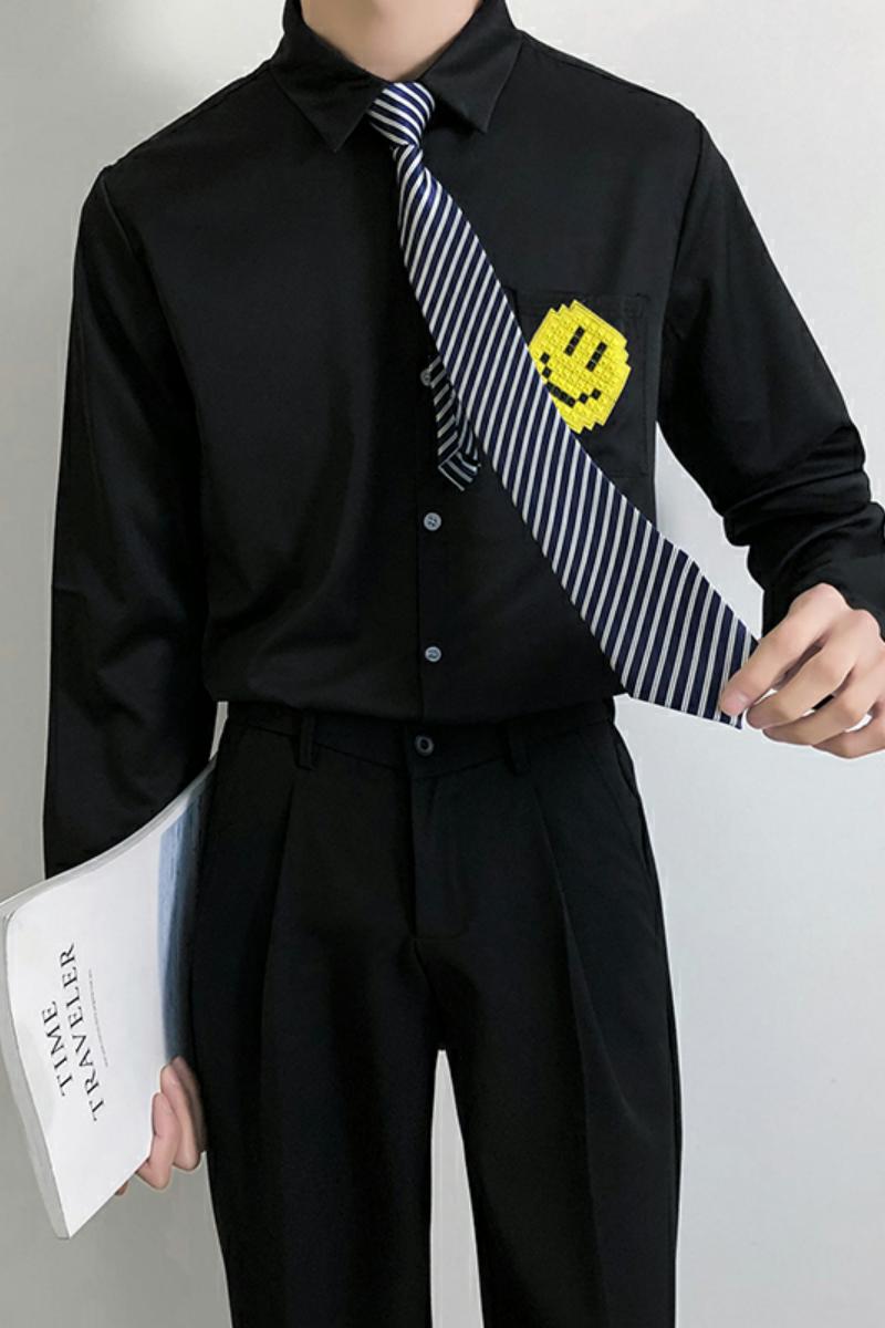 714B/TD06P35学院文艺风衬衫小清新笑脸衬衣学生团体服S-5XL,男装衬衫,星座714B(原C313-1)