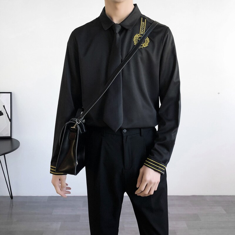 714B/D656P45学院文艺风白衬衫空少衬衣学生团体服班服S-5XL图片