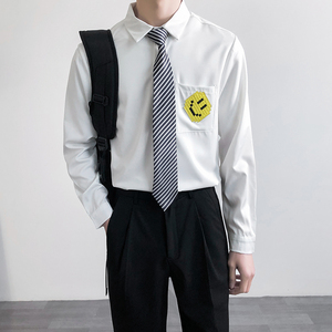 714B/TD06P35学院文艺风衬衫小清新笑脸衬衣学生团体服S-5XL图片