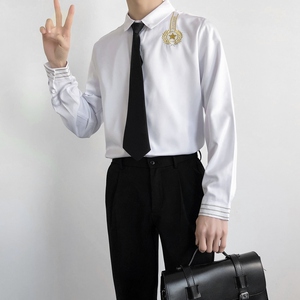 714B/D656P45学院文艺风白衬衫空少衬衣学生团体服班服S-5XL图片