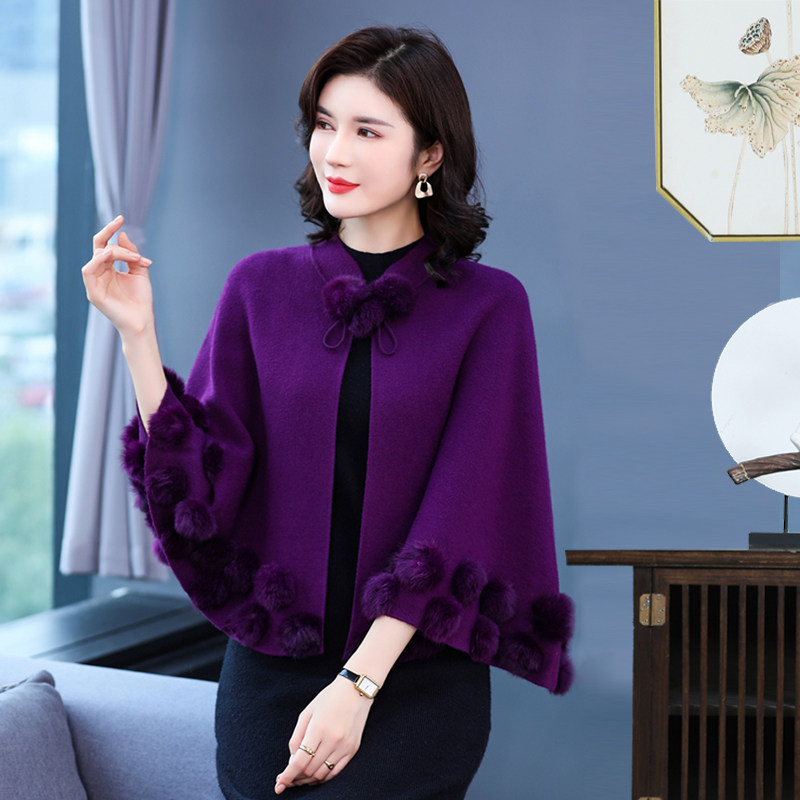 羊绒小斗篷披肩女春秋新款韩版外套针织旗袍外搭冬季百搭时尚披风