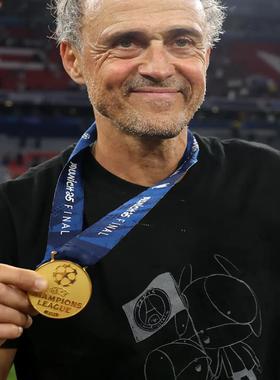 欧冠PSG巴黎圣日耳曼恩里克同款短袖T恤纯棉2025新款潮流休闲宽松