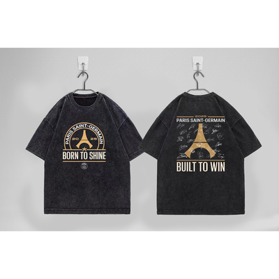 PSG欧冠纪念巴黎圣日耳曼恩里克同款短袖T恤男女纯棉2025宽松休闲