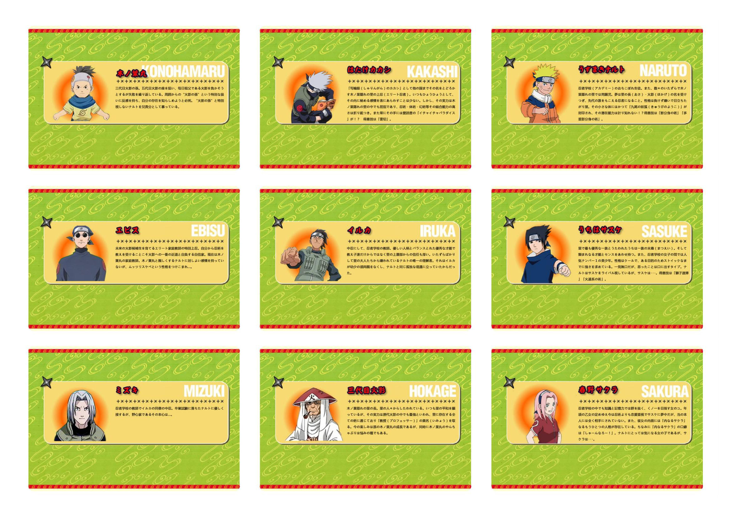 火影忍者tv动画人物图鉴收藏卡片全套128张8659052
