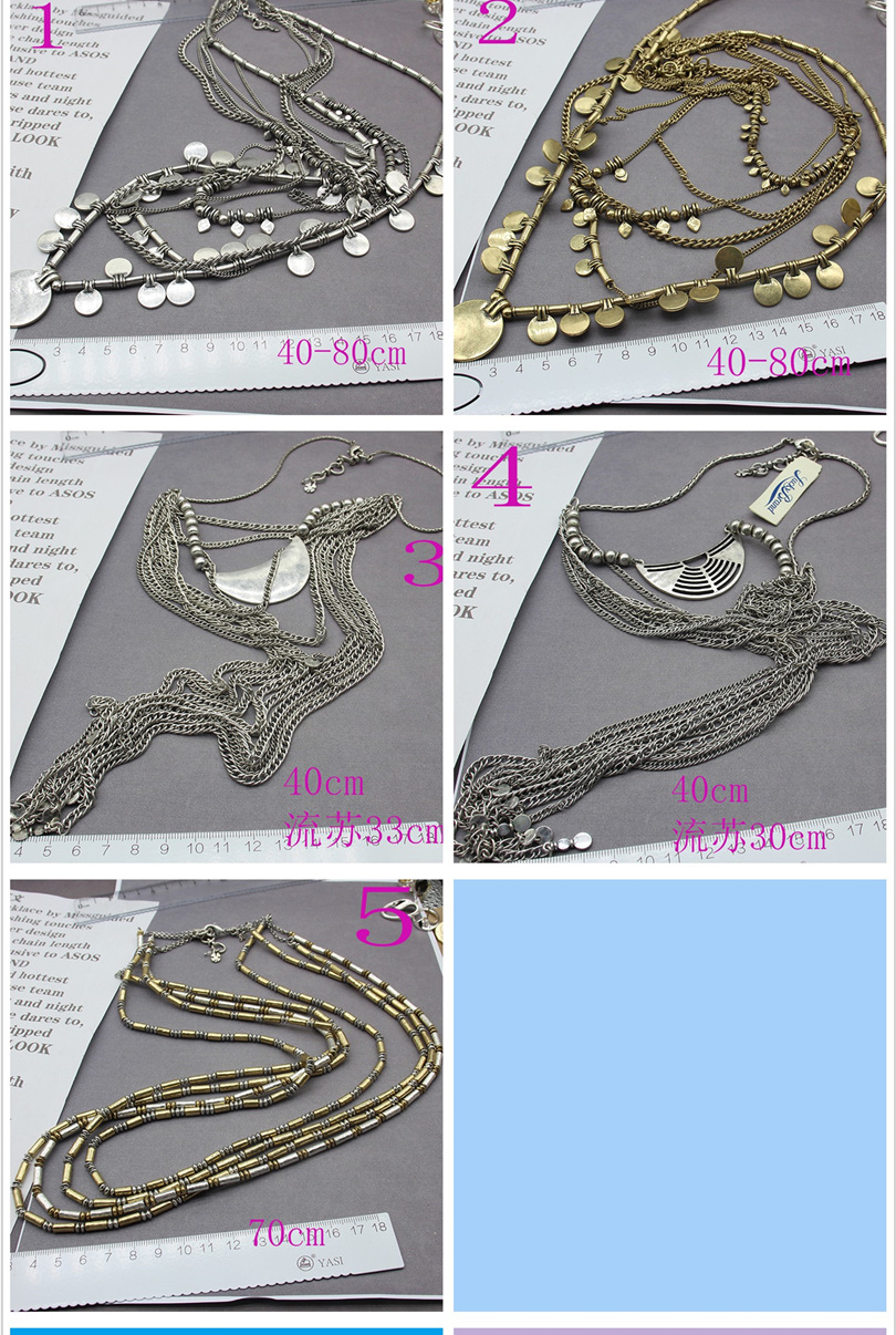 长款欧美原单L家复古旧旧系列打标铜材质金属风夸张长项链毛衣链