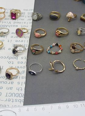 欧美气质小号树脂钻贝壳戒指