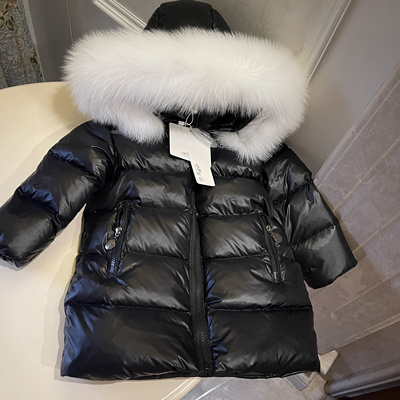 2025新款宝宝加厚男童小女童中长款婴幼儿童外出防寒真毛领羽绒服