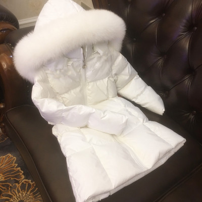 大毛领长款加厚羽绒服白鸭绒女童
