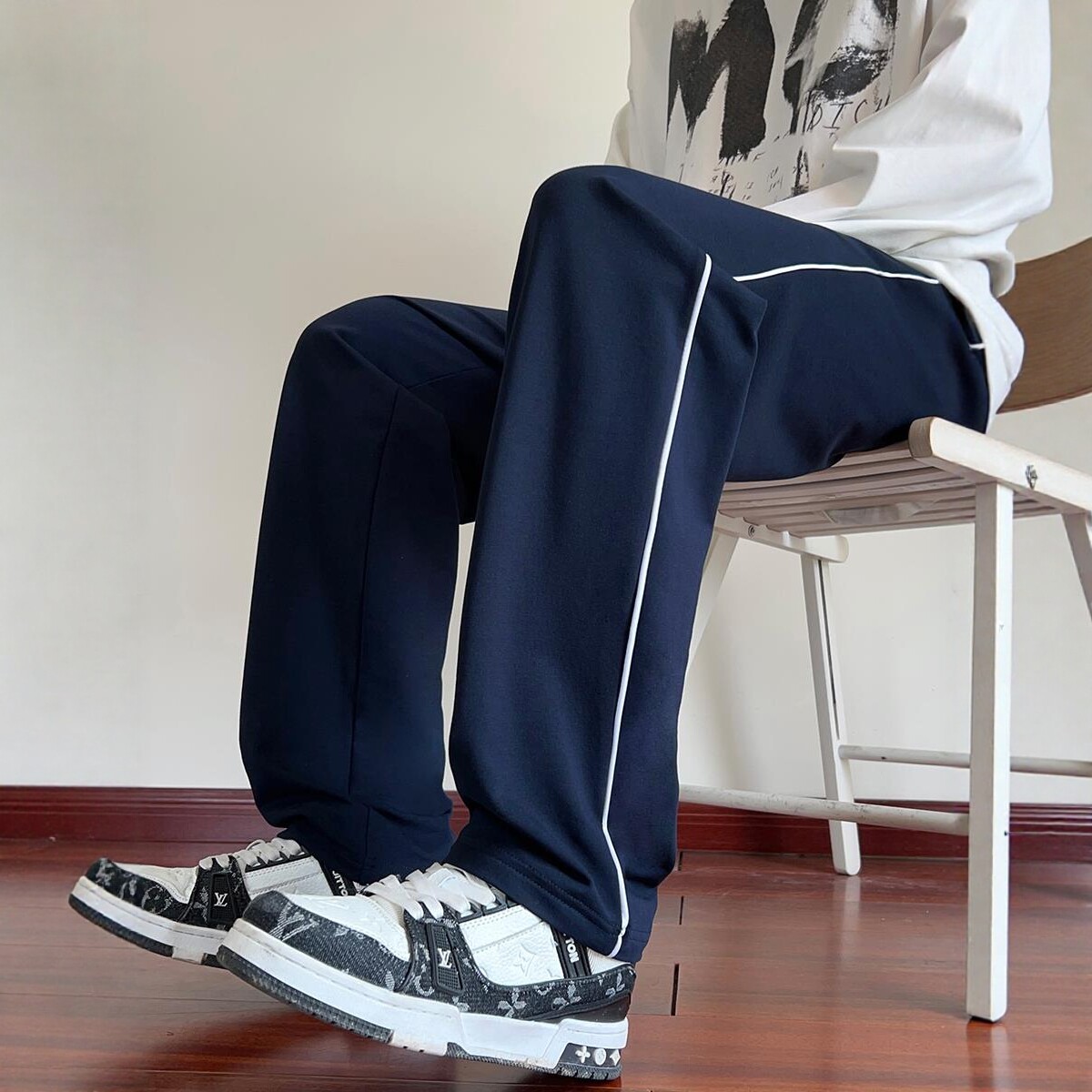 春夏秋冬薄厚纯色一杠二杠校服裤