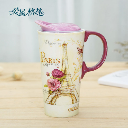 带盖大容量陶瓷马克杯