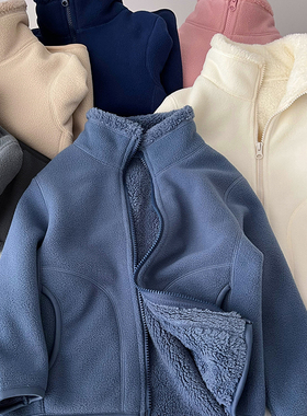 出口品质男女童立领摇粒绒外套儿童加厚拉链抓绒衫保暖羊羔绒上衣