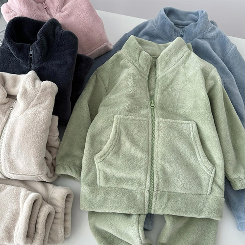 亲子儿童秋冬季法兰绒家居服套装