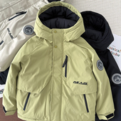 4级防水 男童棉服冲锋衣中大童加厚连帽夹棉外套儿童防风保暖棉衣