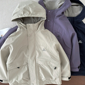 4级防水 男童连帽加绒外套中大童奥利绒保暖冲锋衣秋冬加厚防风衣