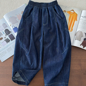 儿童春夏直筒裤 中大童微弹宽松休闲长裤 绵软阔腿牛仔裤 男童薄款