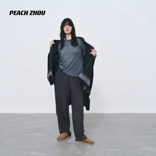 PEACHZHOU 2026年秋季新款超柔磨毛宽松哈伦卫裤女休闲裤阔腿裤子