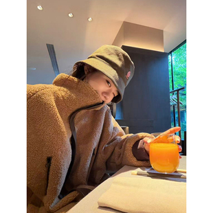 PEACHZHOU 双面穿加厚仿羊羔绒宽松立领外套复古保暖夹克上衣女冬