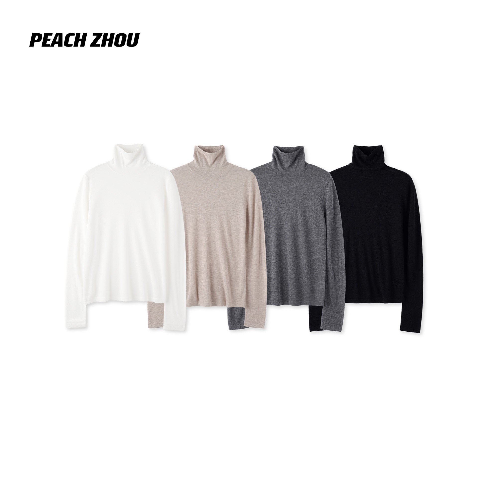 PEACHZHOU 高支水溶羊毛高领针织打底衫女装秋季柔软亲肤内搭上衣图片