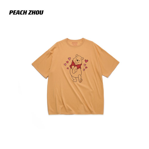 PEACHZHOU 减龄卡通小熊印花圆领短袖T恤女PZC6S0303