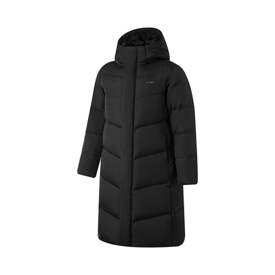 李宁正品2024冬男CBA长款鸭绒连帽保暖羽绒衣服AYMU095-1/2