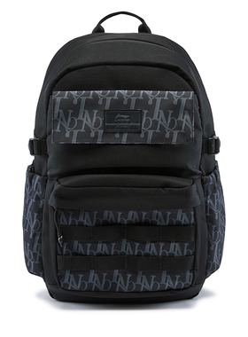 李宁正品2025冬季新款男运动休闲双肩背包包黑色满印ABSV327-1/2